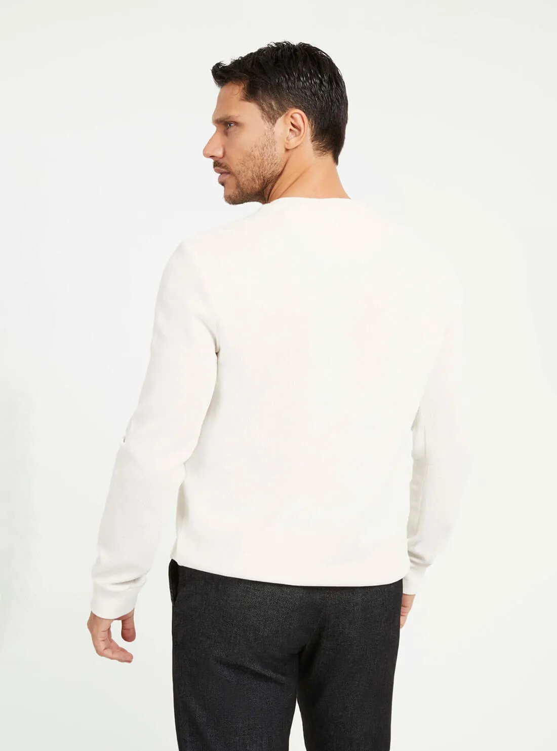 Eco White Tech Stretch Long Sleeve Jumper