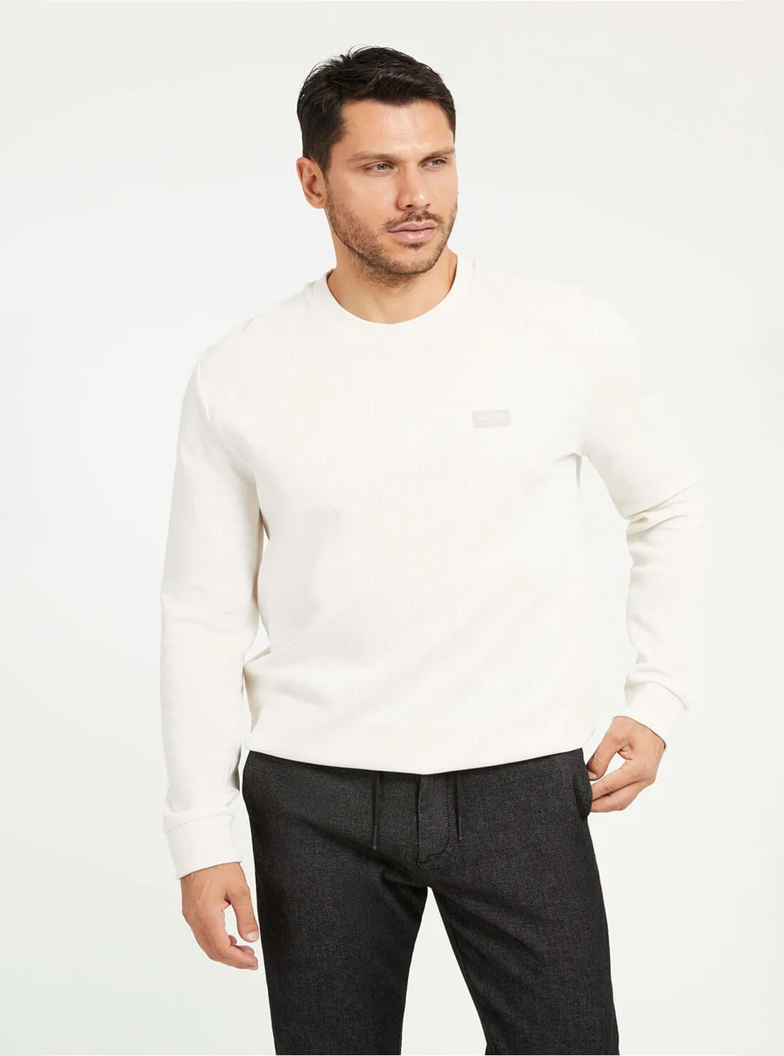 Eco White Tech Stretch Long Sleeve Jumper