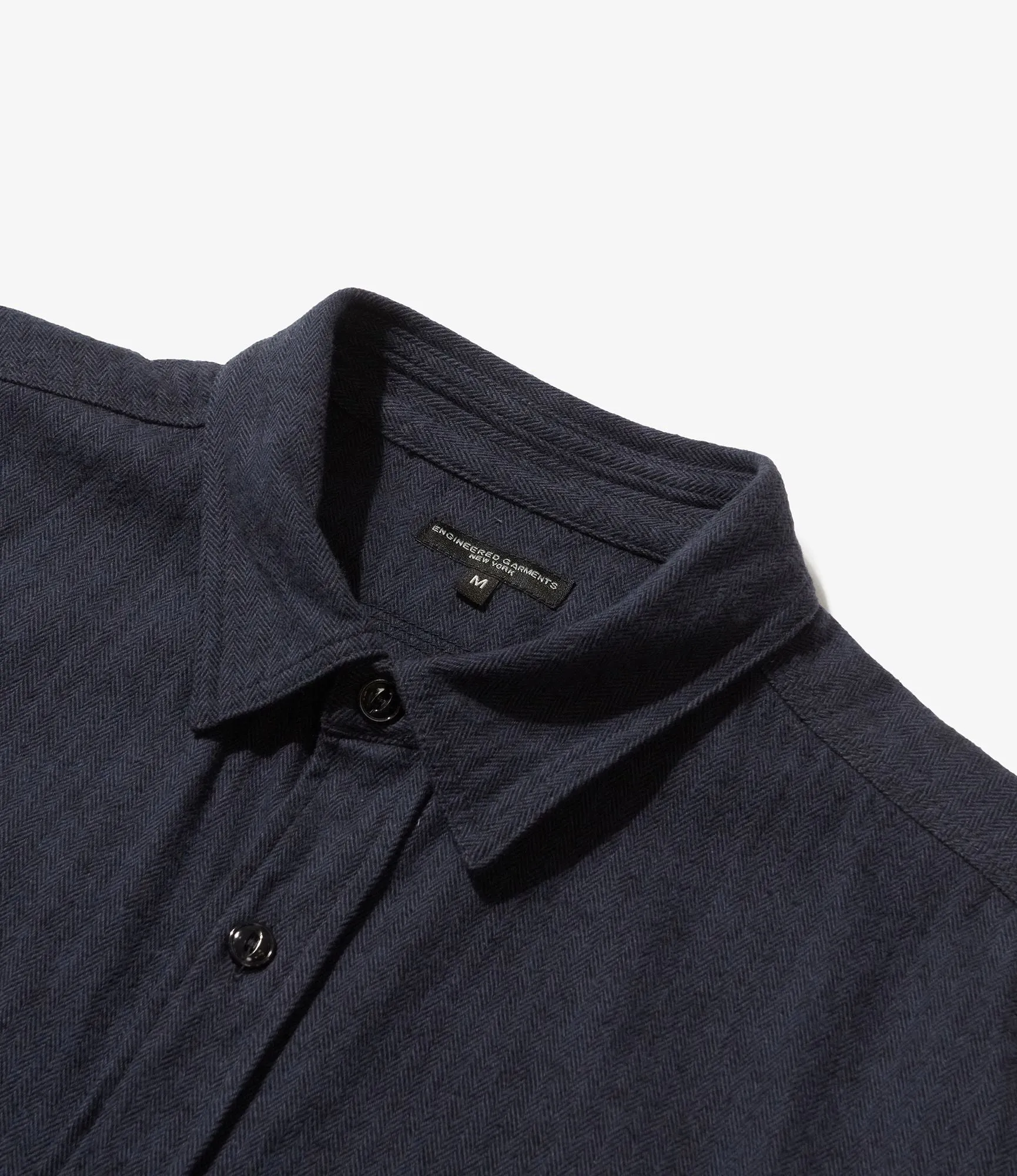 Engineered Garments Work Shirt -  Navy Cotton Herringbone Flannel