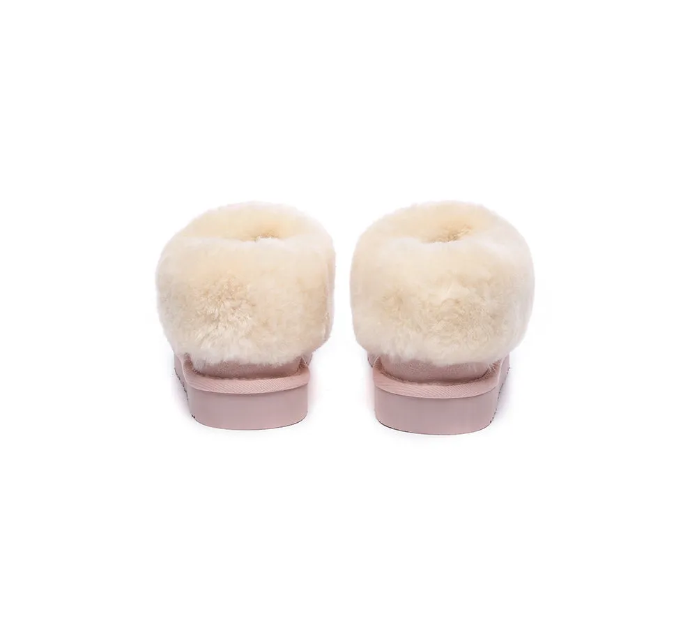 EVERAU® UGG Slippers Sheepskin Wool Suede Ankle Homey