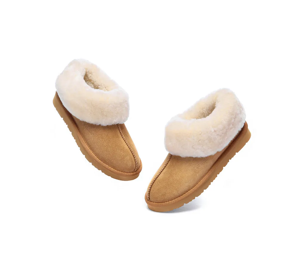 EVERAU® UGG Slippers Sheepskin Wool Suede Ankle Homey