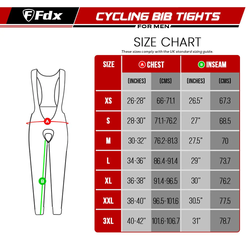 Fdx Limited Edition Men's & Boy's Black Thermal Roubaix Padded Cycling Bib Tights