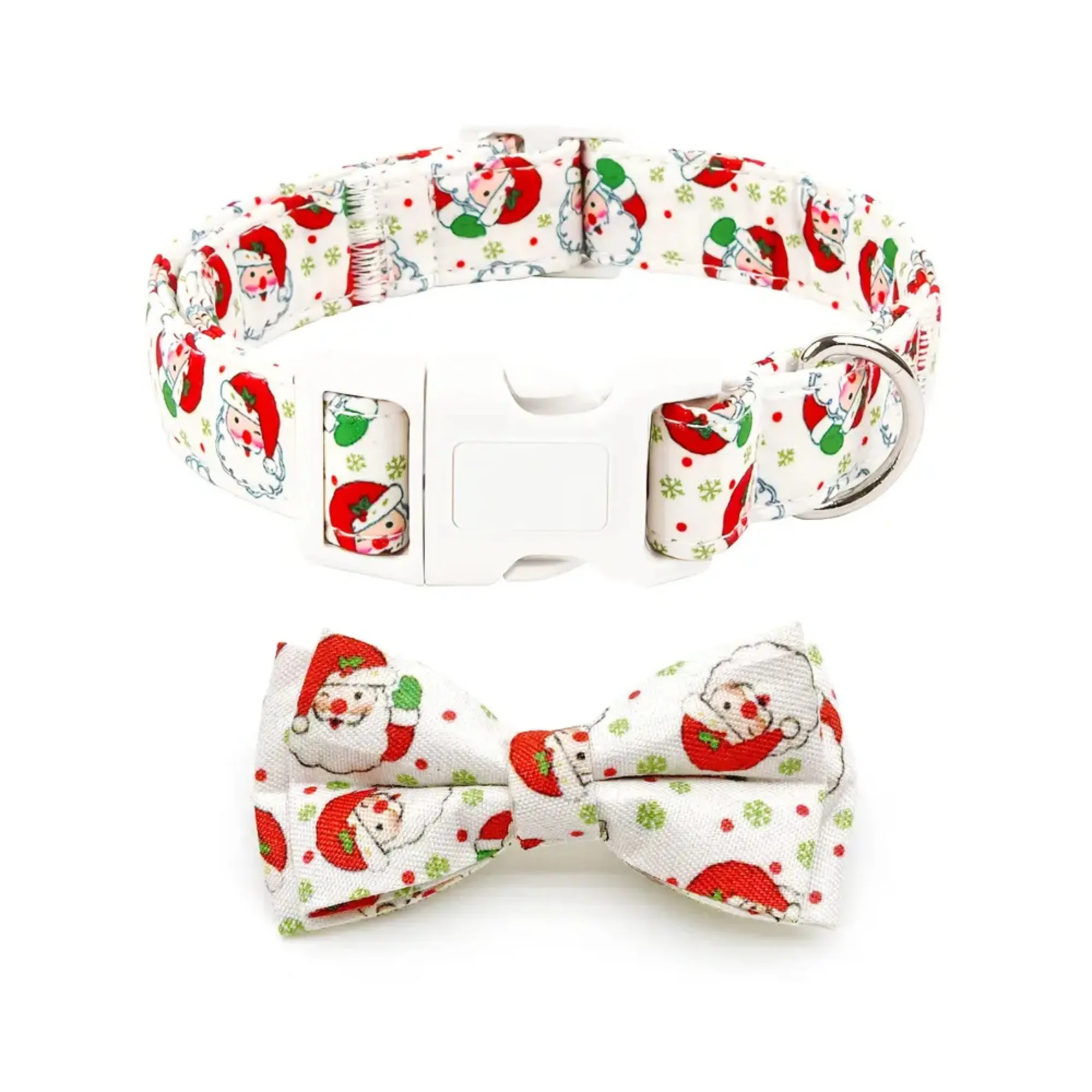 Festive Christmas Dog Collar with Detachable Bow Tie - Small