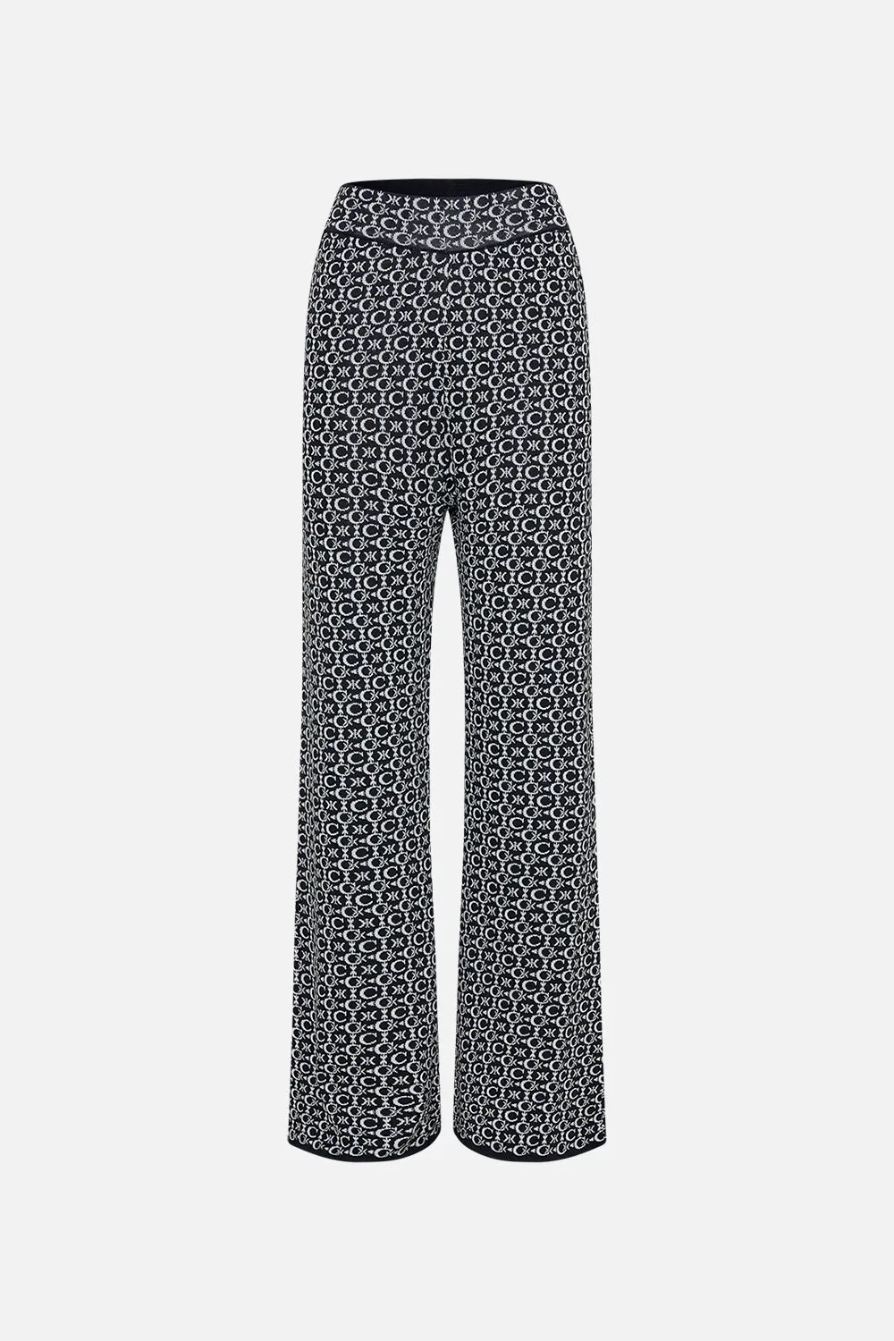 FLARED JACQUARD KNIT PANT FELINE FANTASY