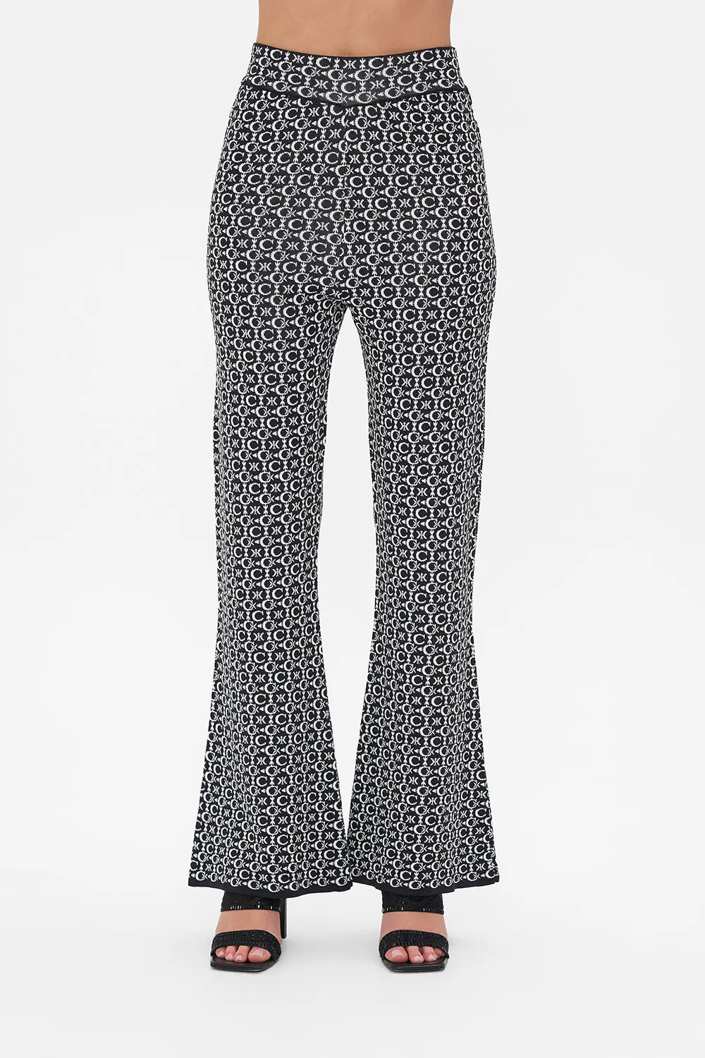 FLARED JACQUARD KNIT PANT FELINE FANTASY