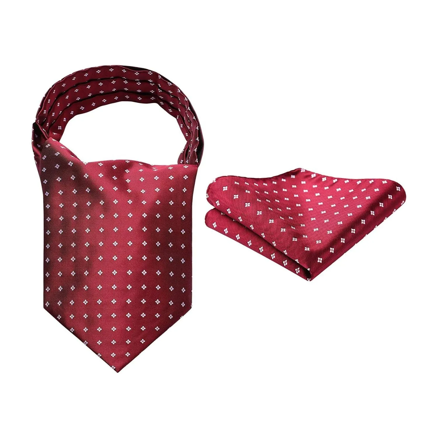 Floral Ascot Cravat Scarf - B-MAROON POLKA DOT