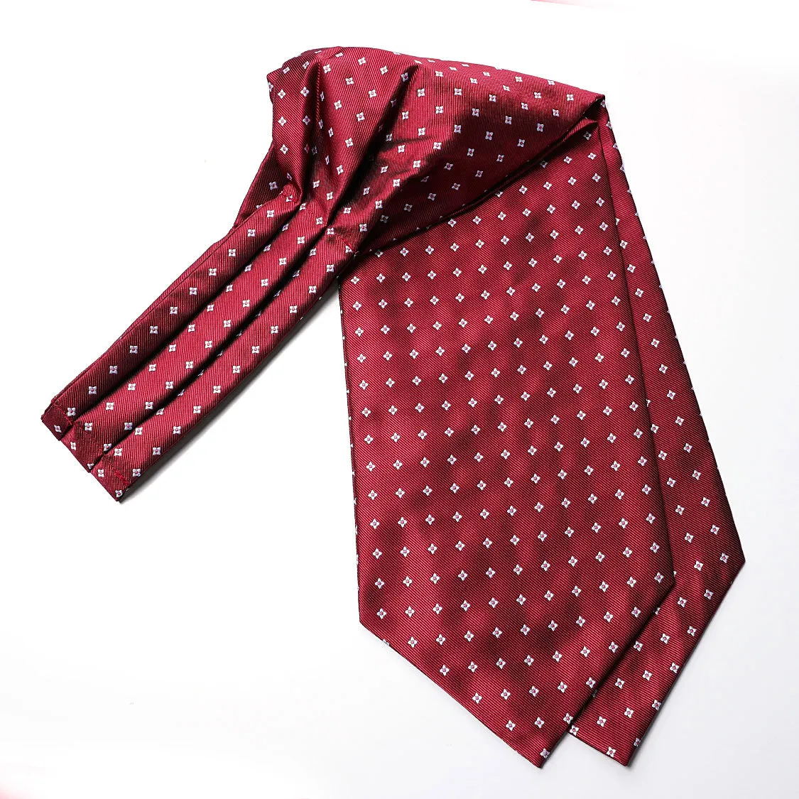 Floral Ascot Cravat Scarf - B-MAROON POLKA DOT