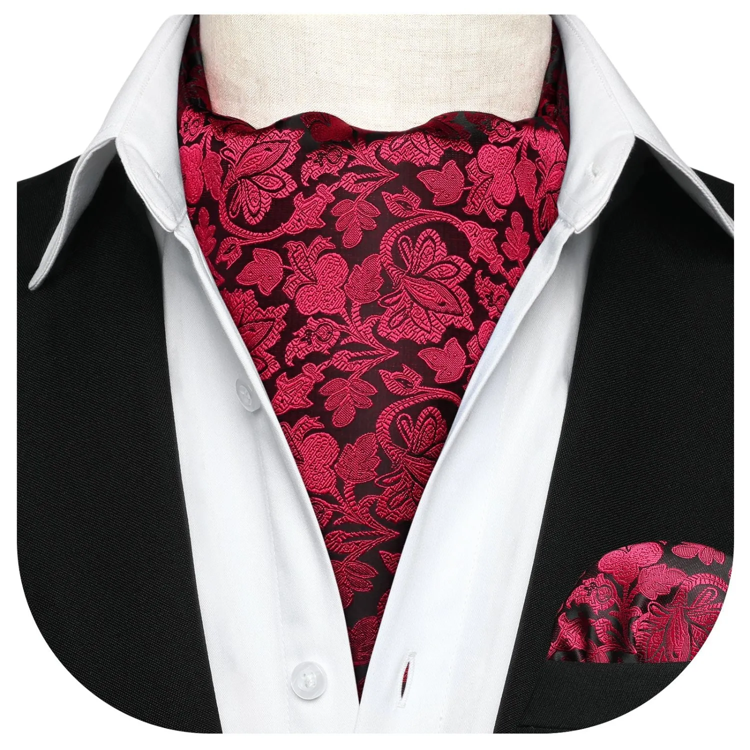 Floral Ascot Handkerchief Set - A-02 RED