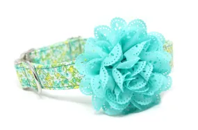 Flower Collar Green Zinnia Teal