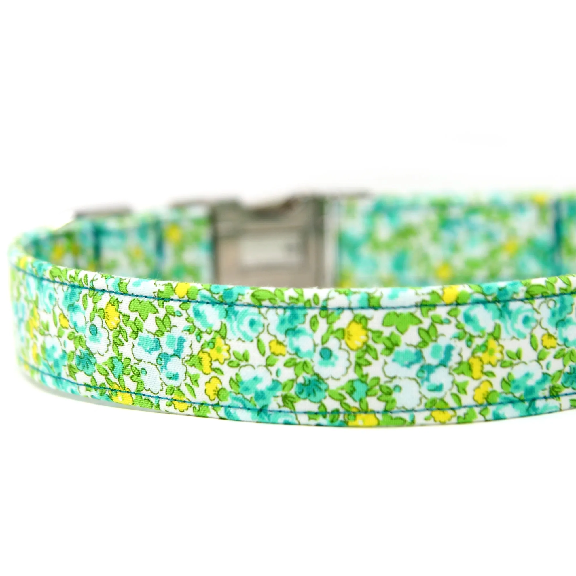 Flower Collar Green Zinnia Teal