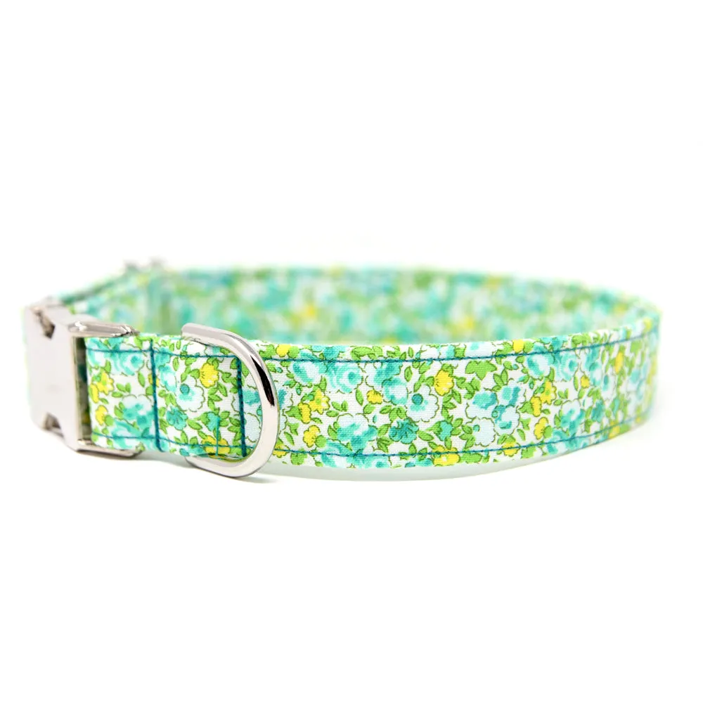 Flower Collar Green Zinnia Teal