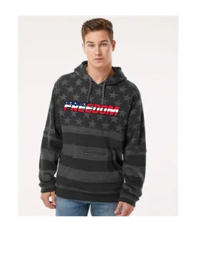 FREEDOM BLACK GREYY STARS STRIPES UNISEX HOODIE FREEDOM COLOR DESIGN