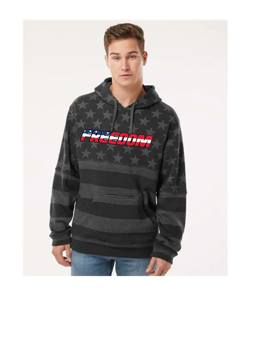 FREEDOM BLACK GREYY STARS STRIPES UNISEX HOODIE FREEDOM COLOR DESIGN