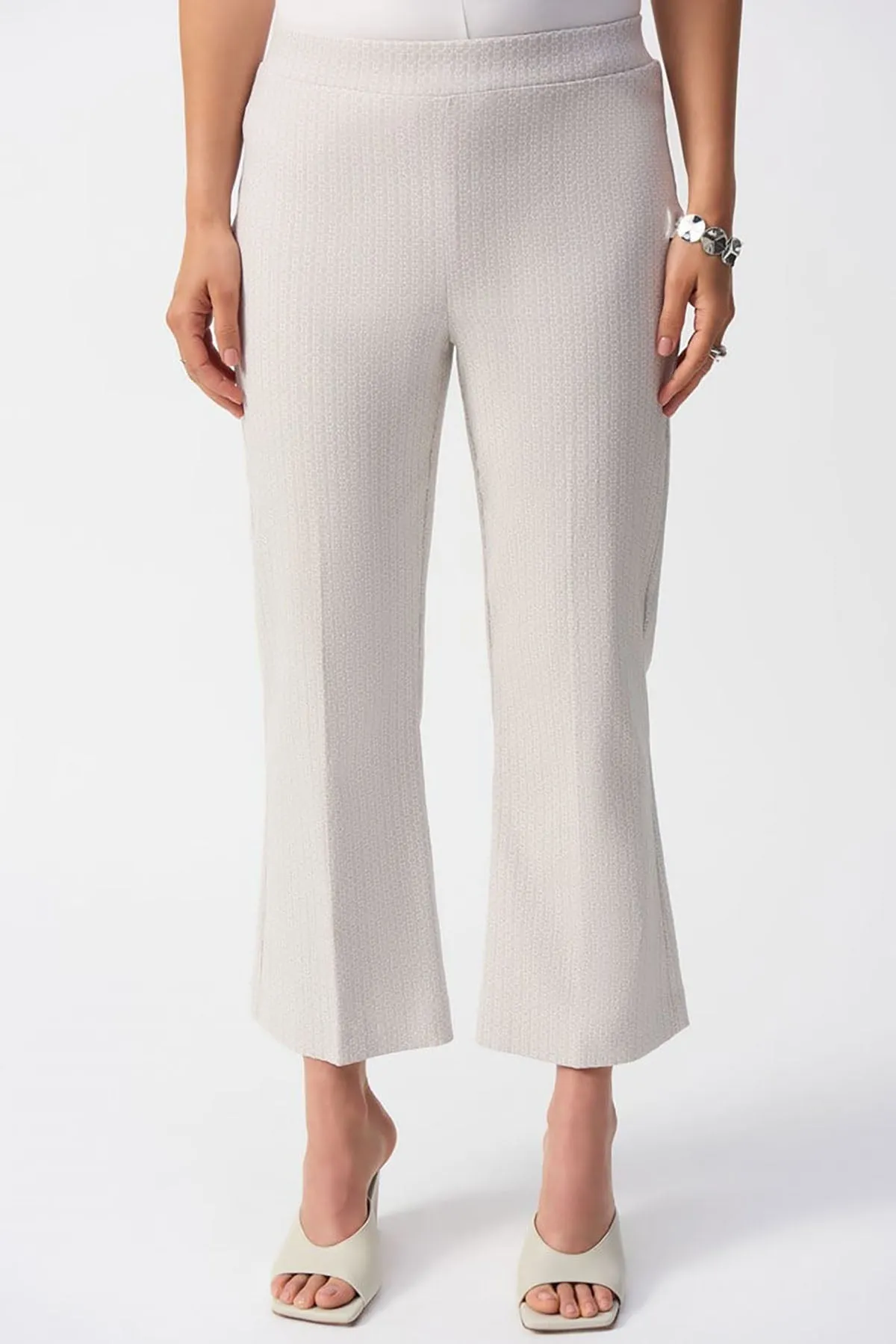 Geometric Jacquard Flared Pull-on Pants