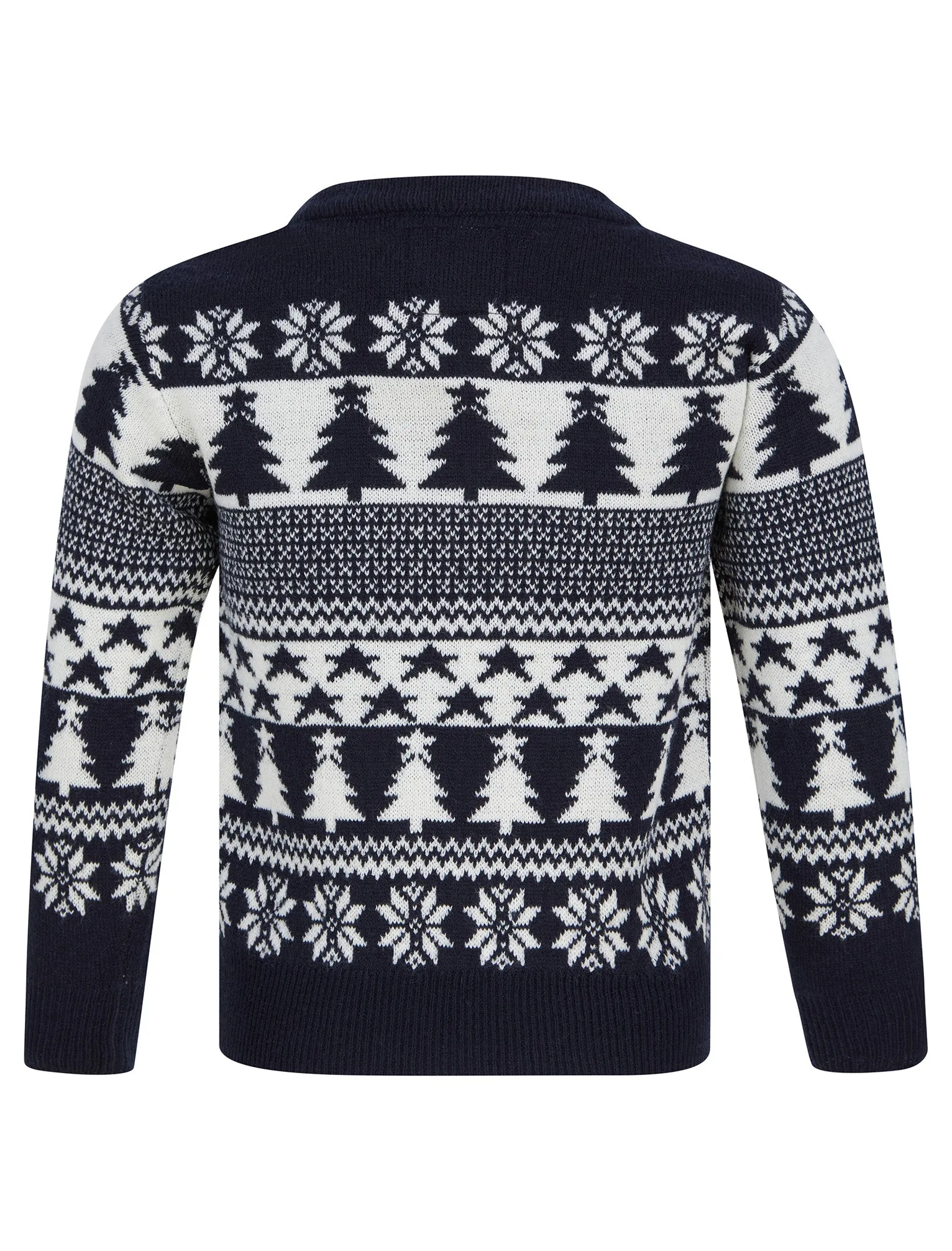 Girl's Star Tree Nordic Fairisle Novelty Christmas Jumper in Ink - Merry Christmas Kids (4-12yrs)