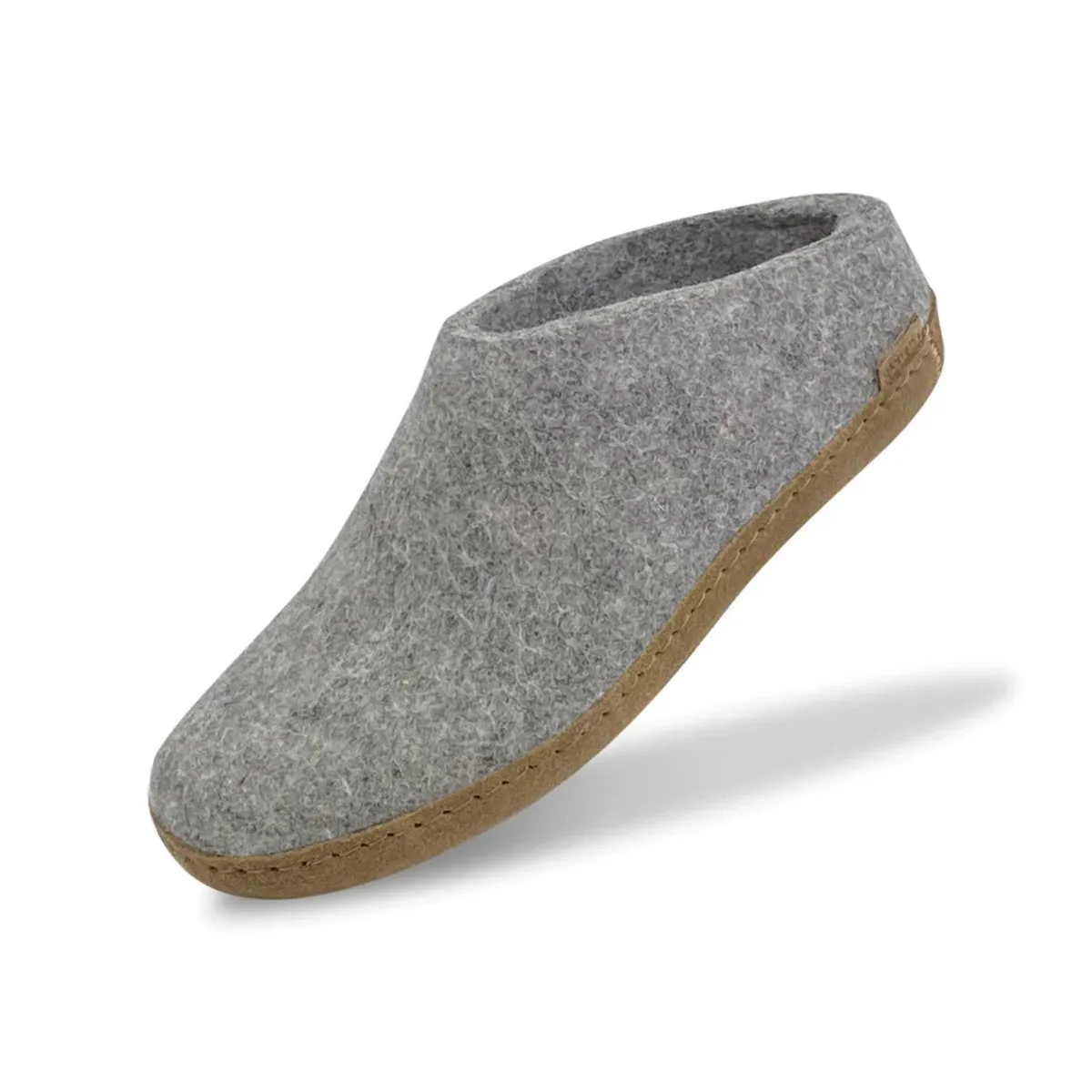 Glerups Women's Model B Slipper with Leather Sole Light Grey