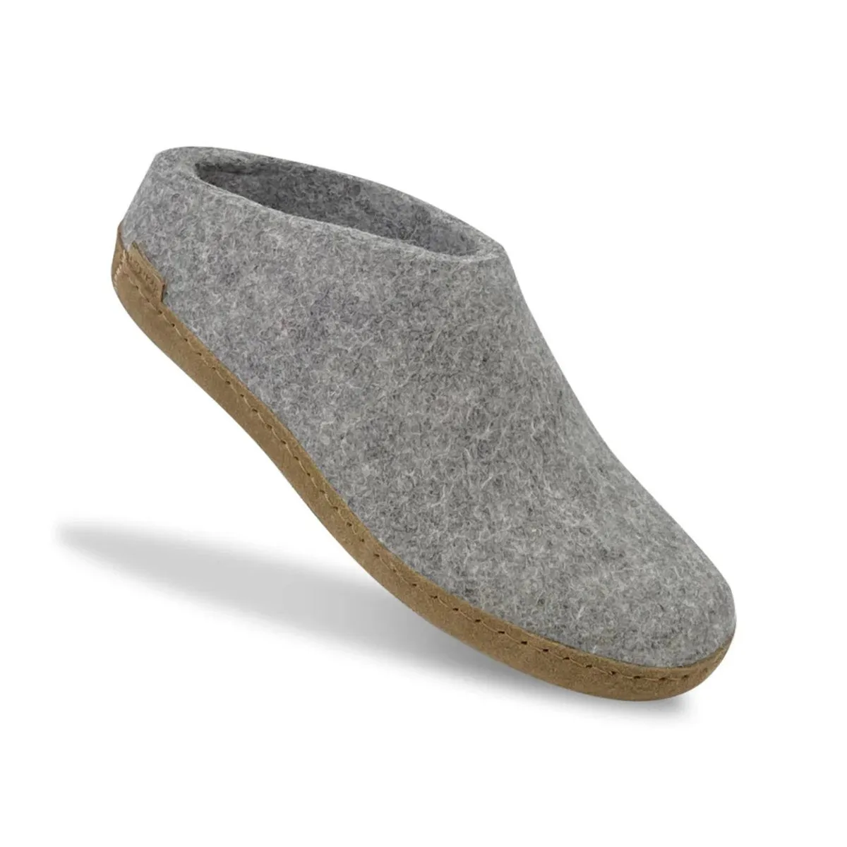 Glerups Women's Model B Slipper with Leather Sole Light Grey