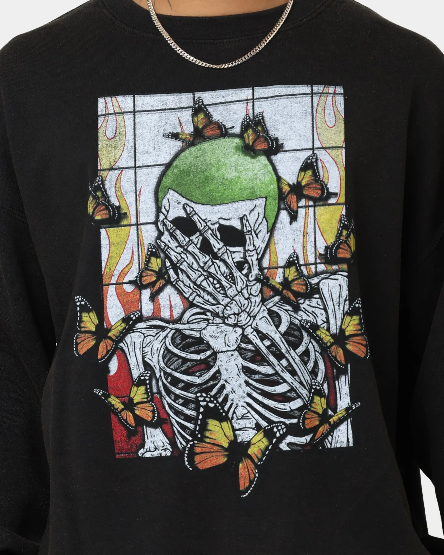 Goat Crew Green Skeleton Crewneck Black