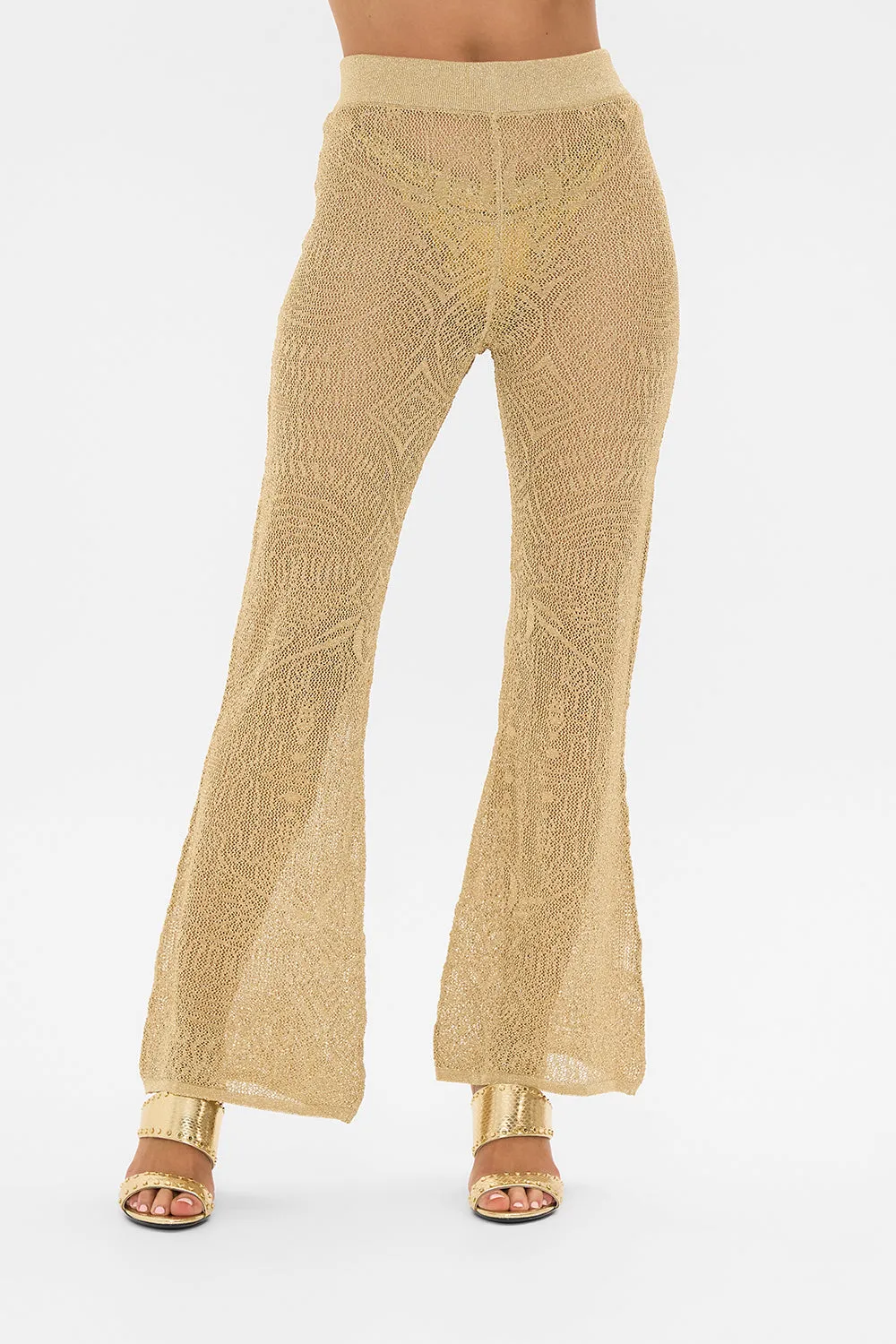 GOLD POINTELLE KNIT PANT VALLEY OF THE KINGS