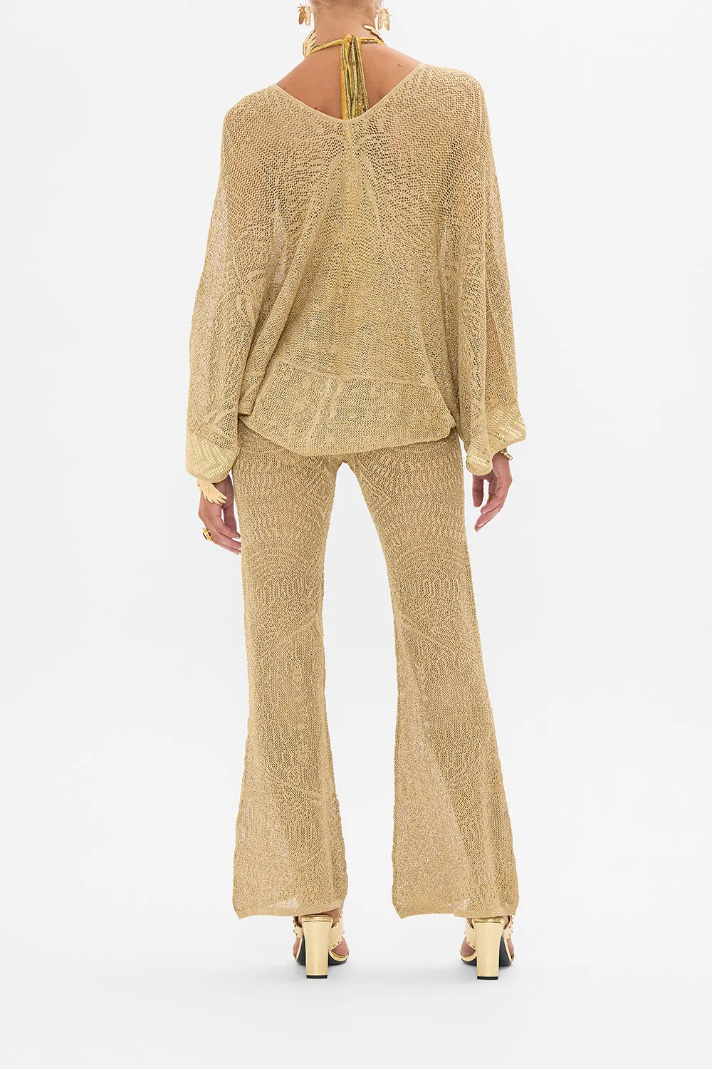 GOLD POINTELLE KNIT PANT VALLEY OF THE KINGS