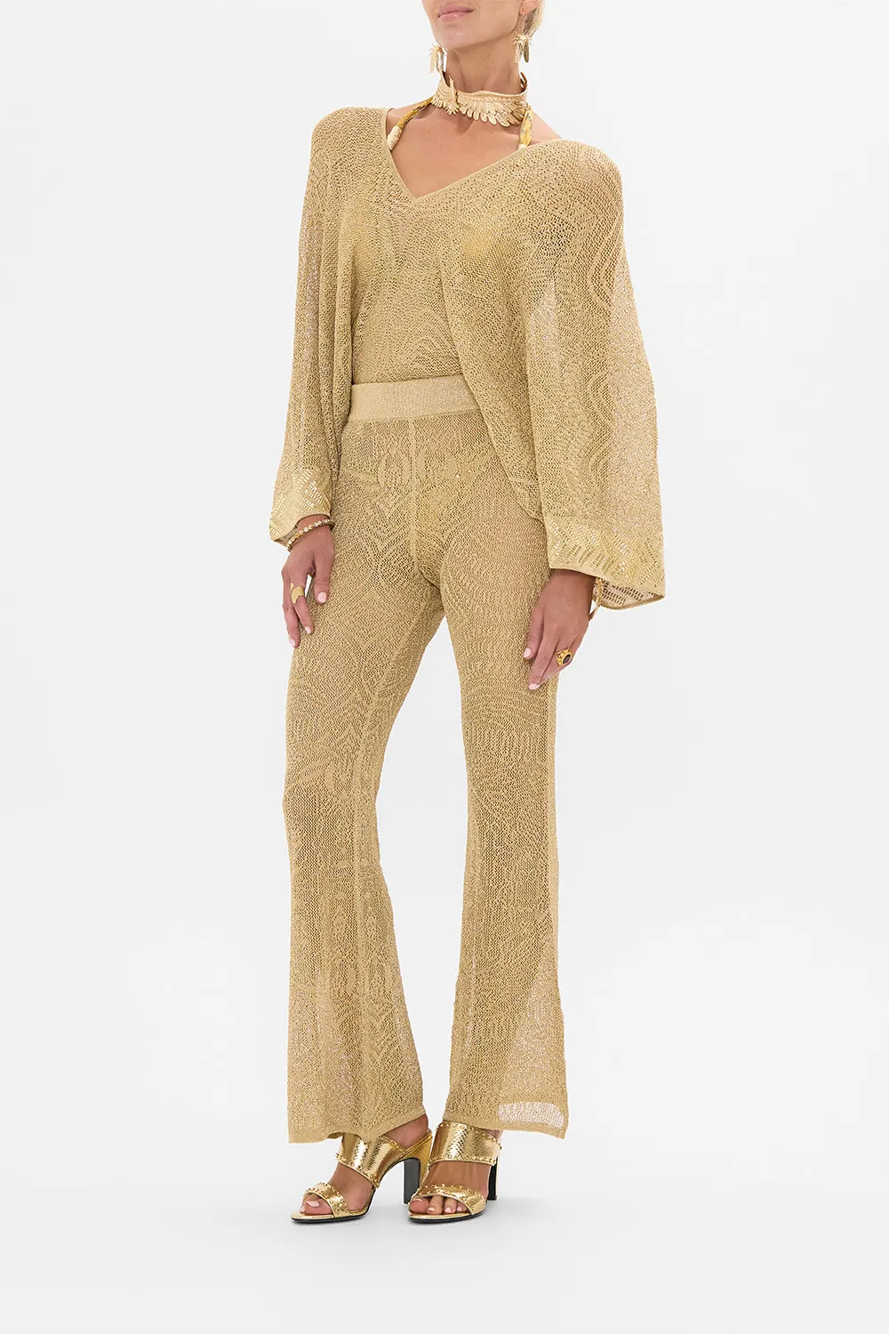 GOLD POINTELLE KNIT PANT VALLEY OF THE KINGS