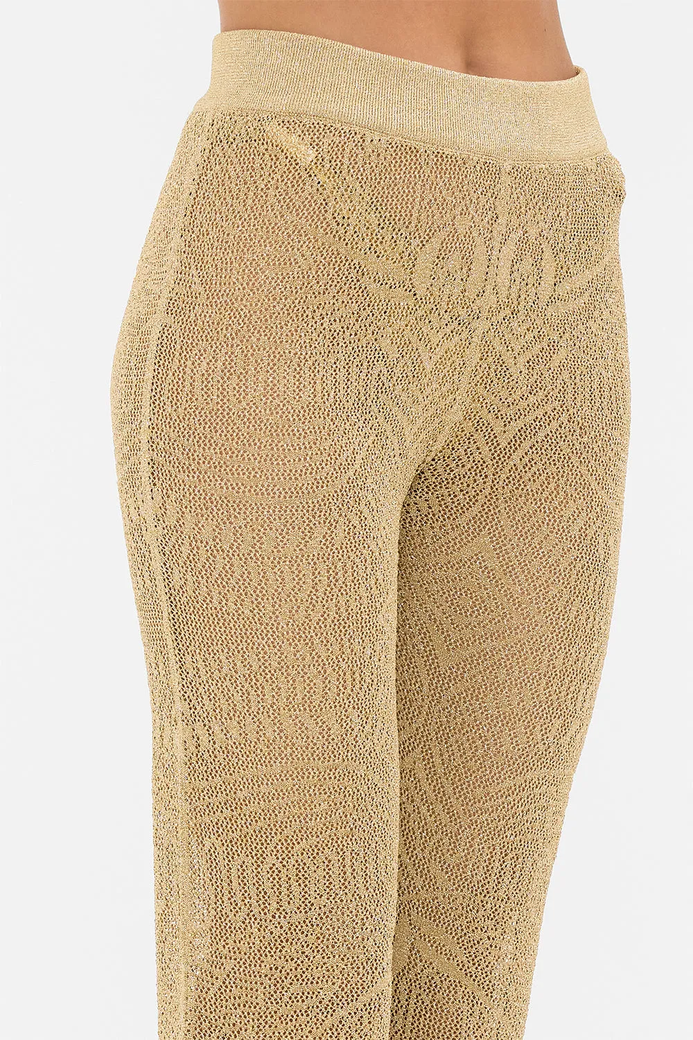 GOLD POINTELLE KNIT PANT VALLEY OF THE KINGS