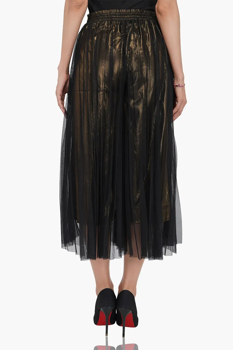 Golden Haze Pleated Net Pants