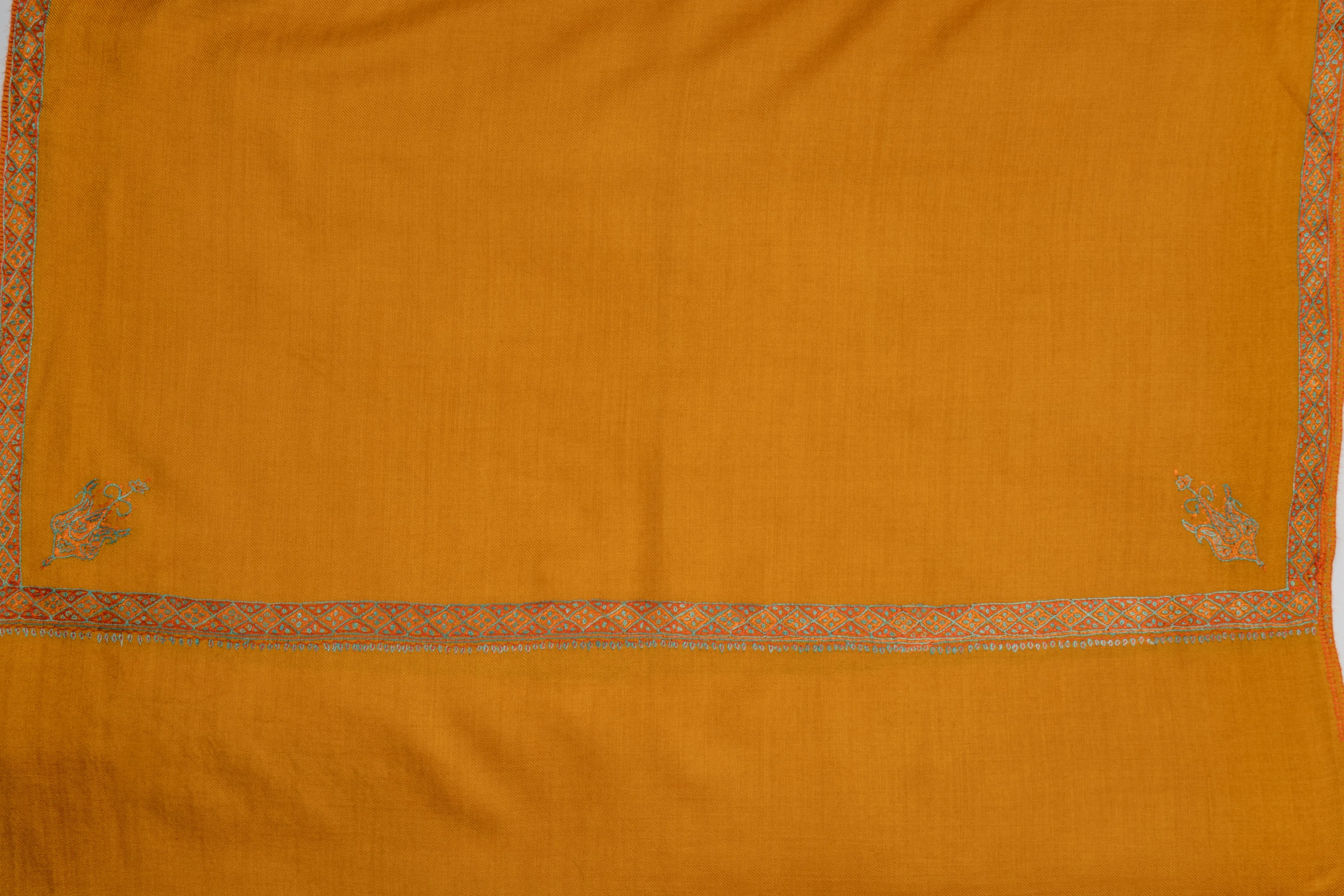 Golden Sunrise Hand Embroidered Merino Wool Sozni Scarf