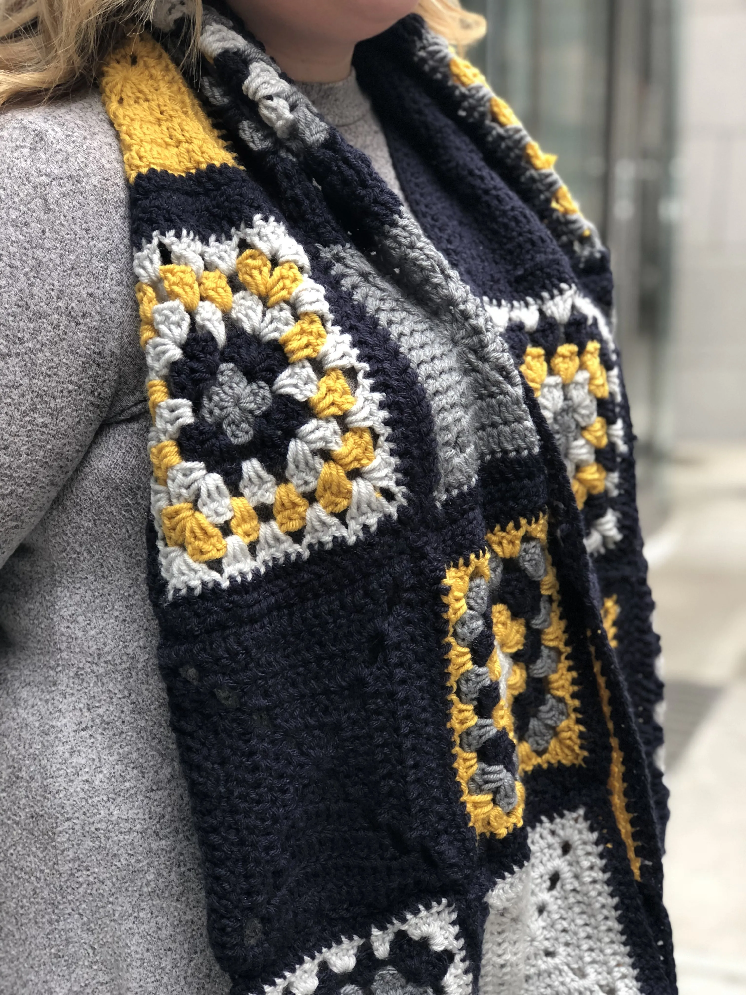 Granny Square Scarf (Crochet) - Version 4