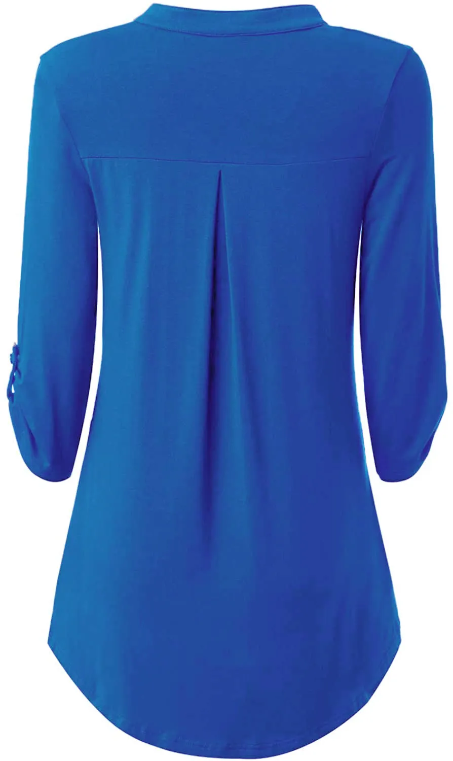 Haute Edition Women's 3/4 Sleeve Tunic Tops S-3X Solid. Plus size available.