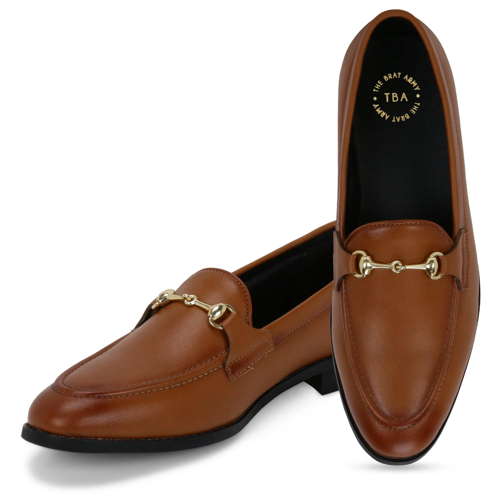 Henley Tan Horsebit Buckle Loafers.