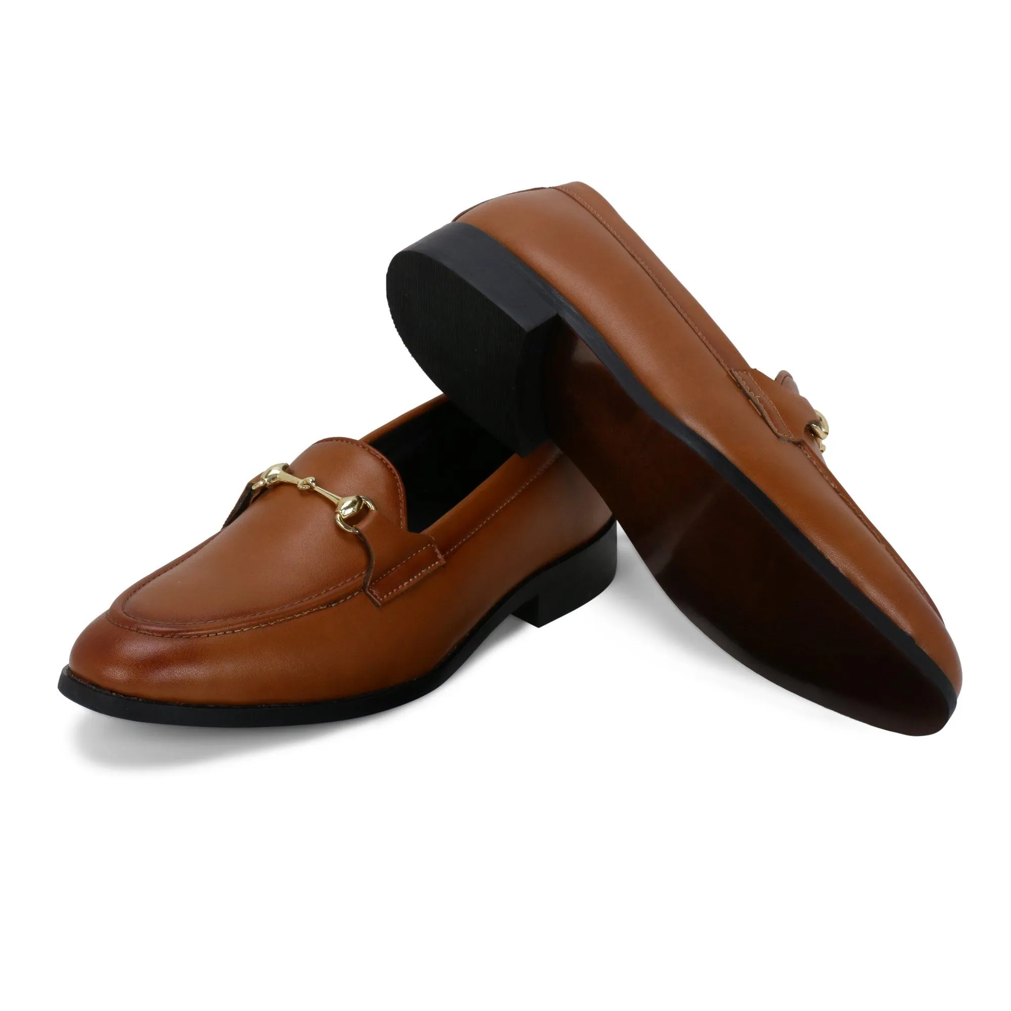 Henley Tan Horsebit Buckle Loafers.