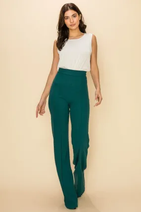 Hunter Green High Waisted Pintuck Dress Pants