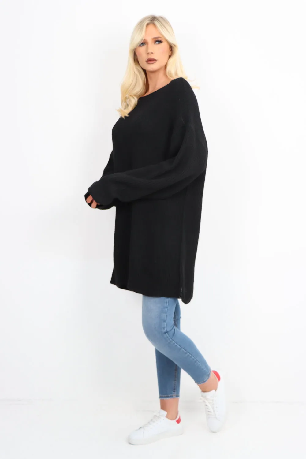 Italian Chunky Knit Long-sleeved Tunic Jumper