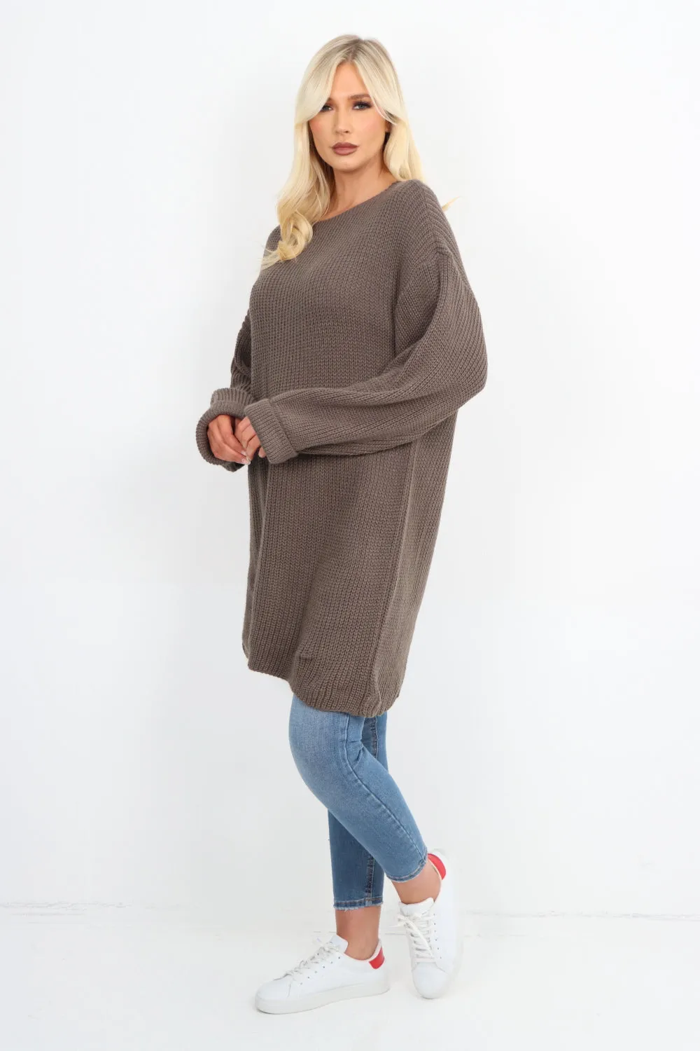 Italian Chunky Knit Long-sleeved Tunic Jumper