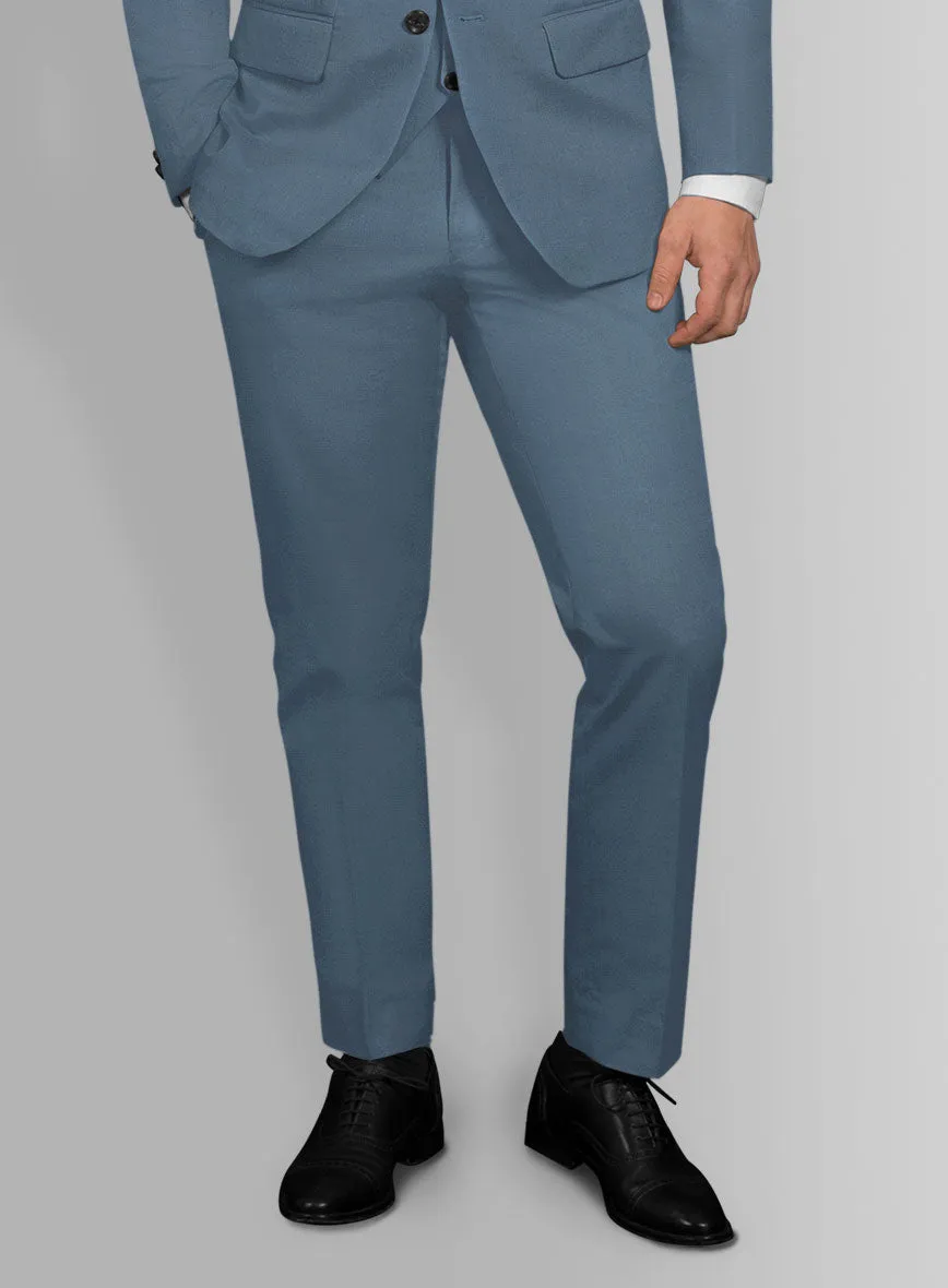 Italian Petrol Blue Cotton Stretch Pants