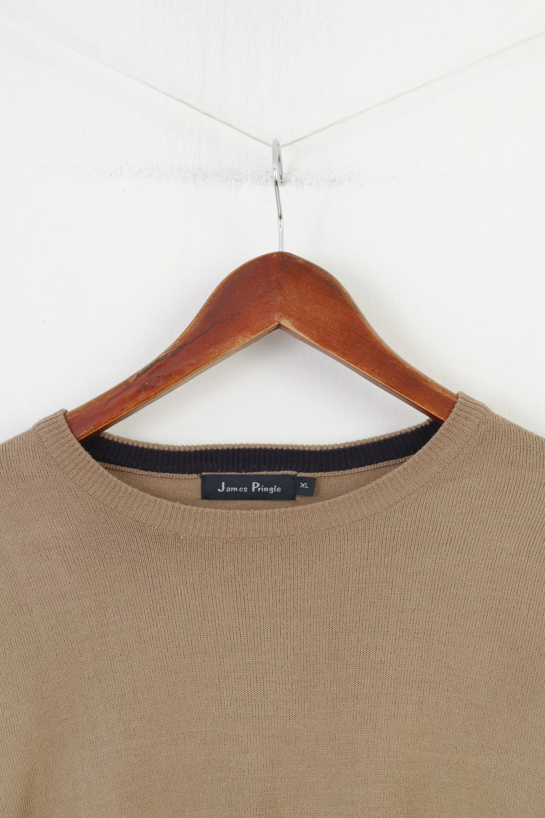 James Pringle Men XL Jumper Brown Acrylic Classic Vintage Crew Neck Top