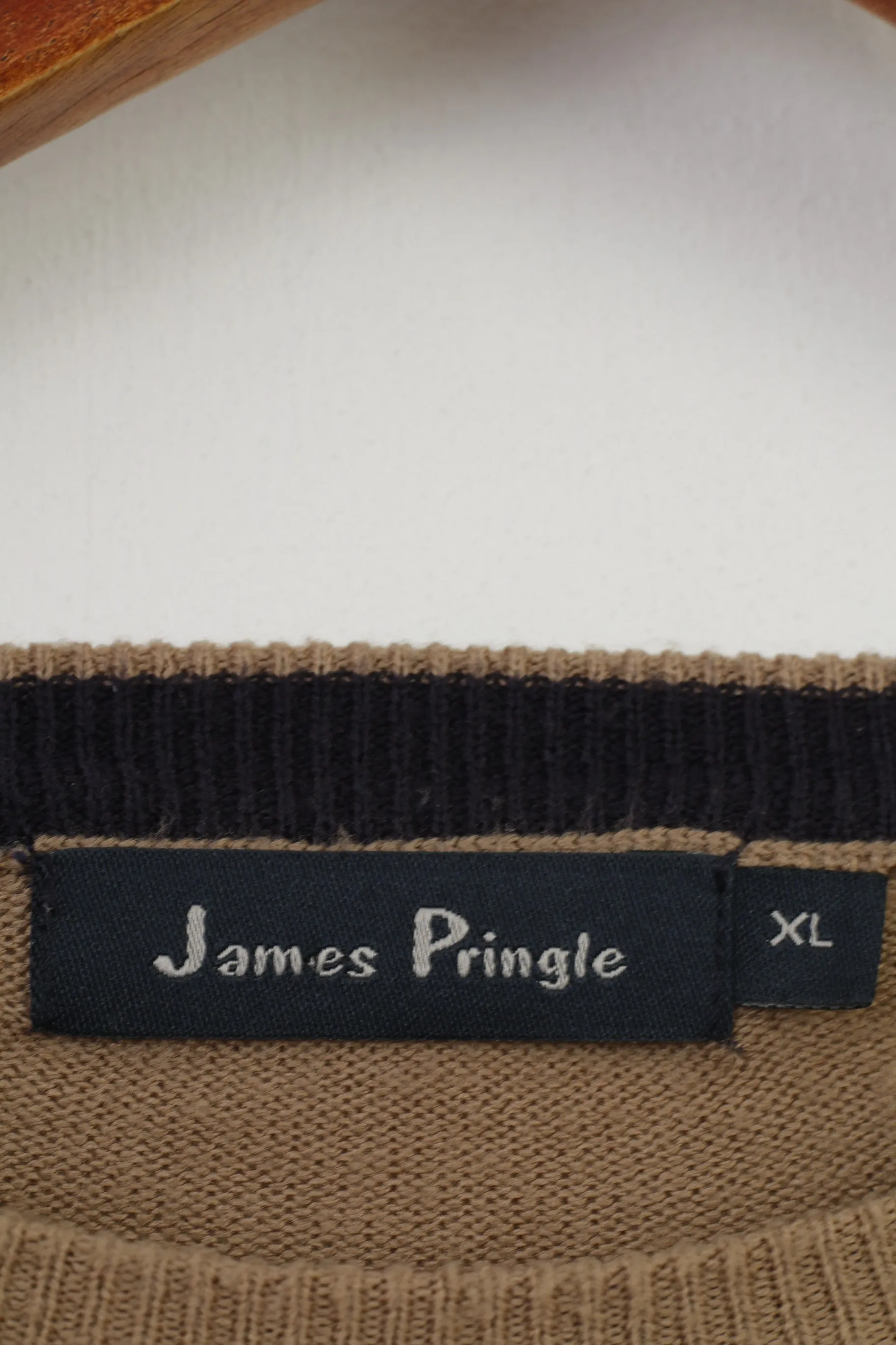 James Pringle Men XL Jumper Brown Acrylic Classic Vintage Crew Neck Top