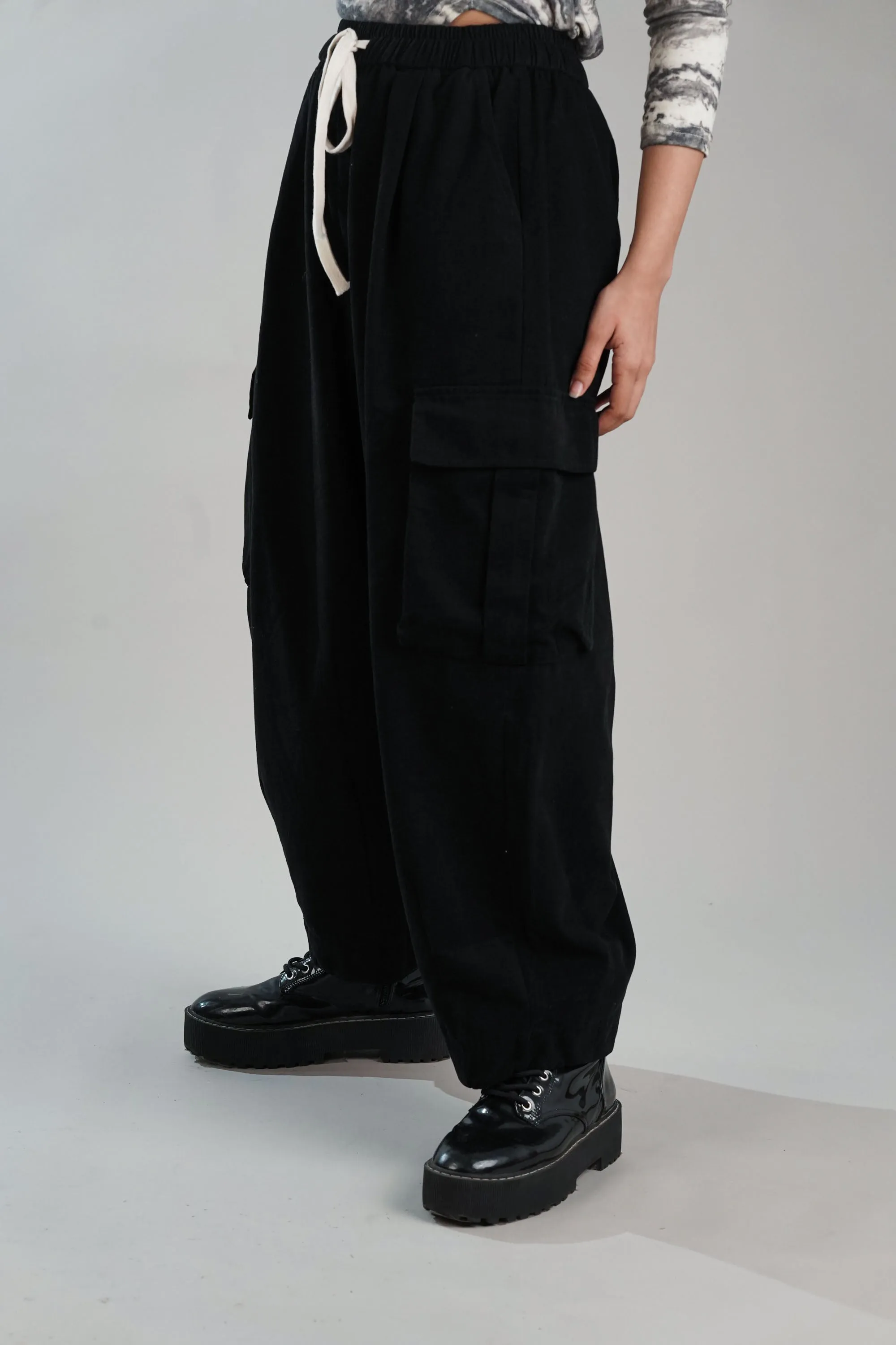 Jet Black Balloon Cargo Pants