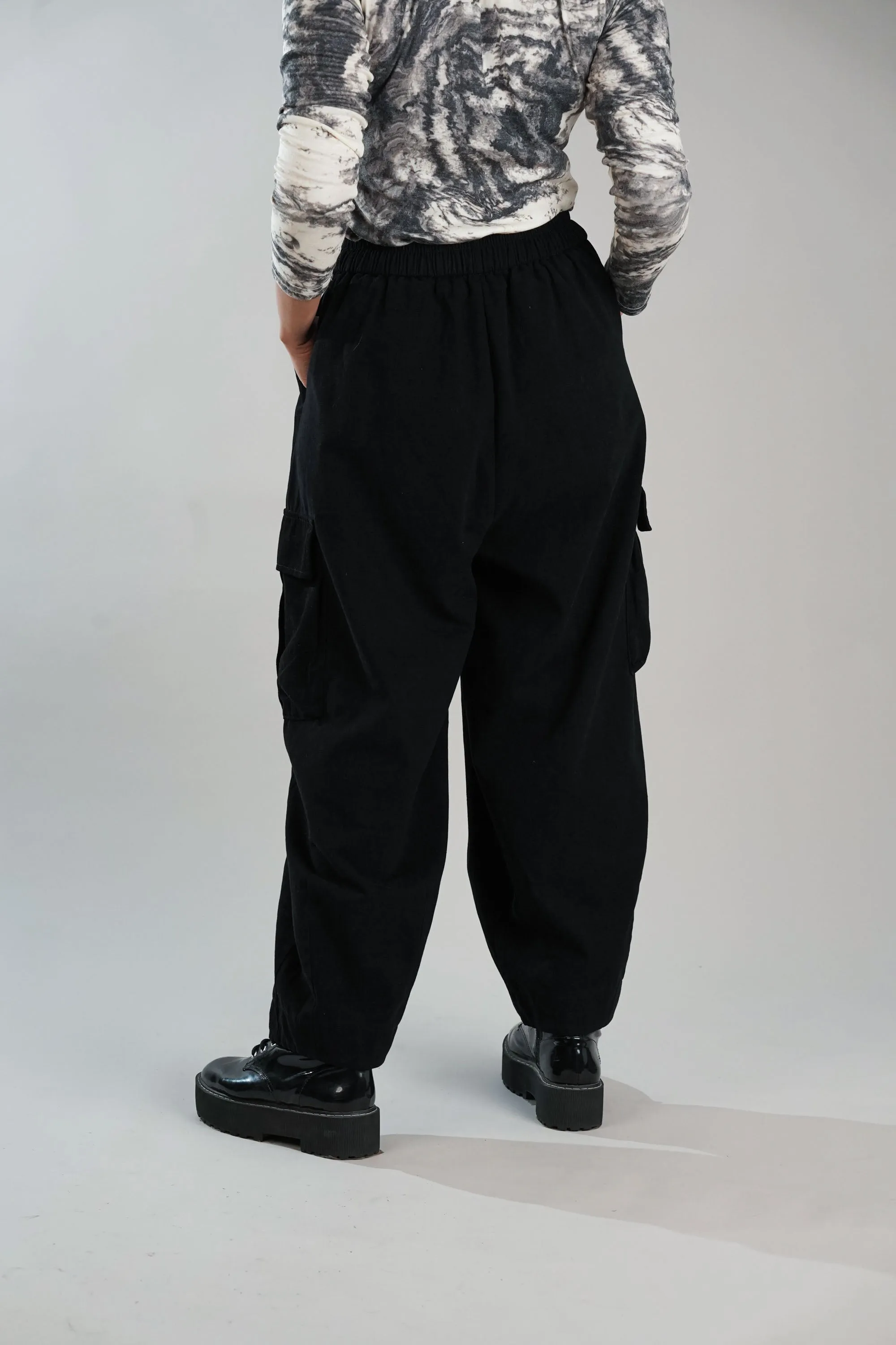 Jet Black Balloon Cargo Pants