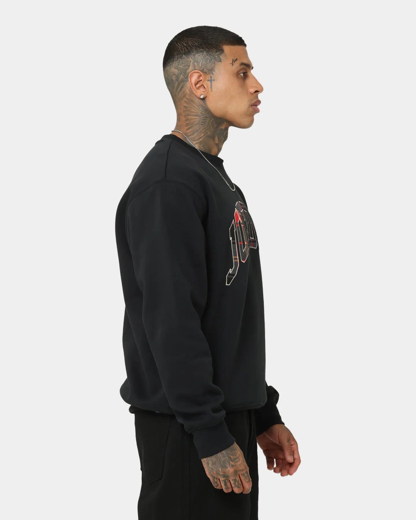 Jordan Essential Holiday Plaid Fleece Crewneck Black