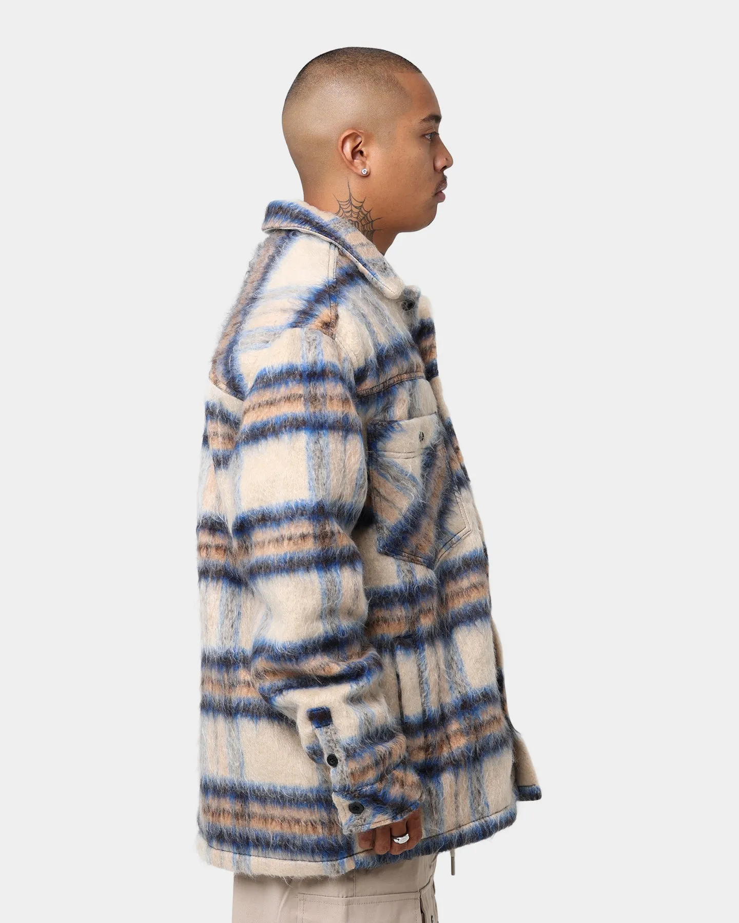 Karl Kani Chest Signature Check Wool Blend Jacket Sand