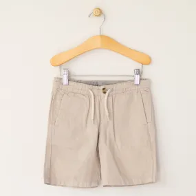 Khaki Linen Washed Shorts