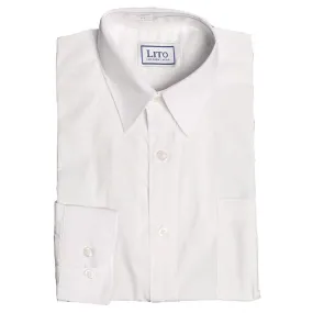 Little Boys White Solid Color Pocket Long Sleeved Dress Shirt 2T-7