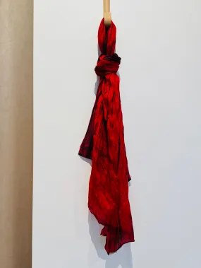 Lua Watercolor Silk Scarf in Crimson/Black 400