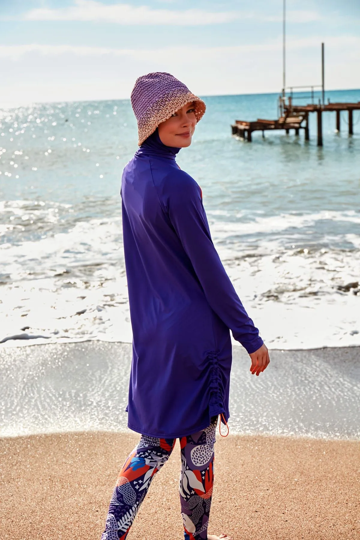 Lycra Purple Burkini Modest Swimwear M2494