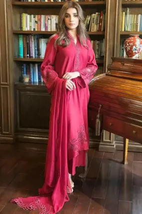 Maheen Trends - DAHLIA MARRON - Cotton & Silk - 3 Piece