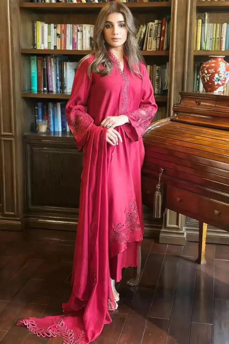 Maheen Trends - DAHLIA MARRON - Cotton & Silk - 3 Piece