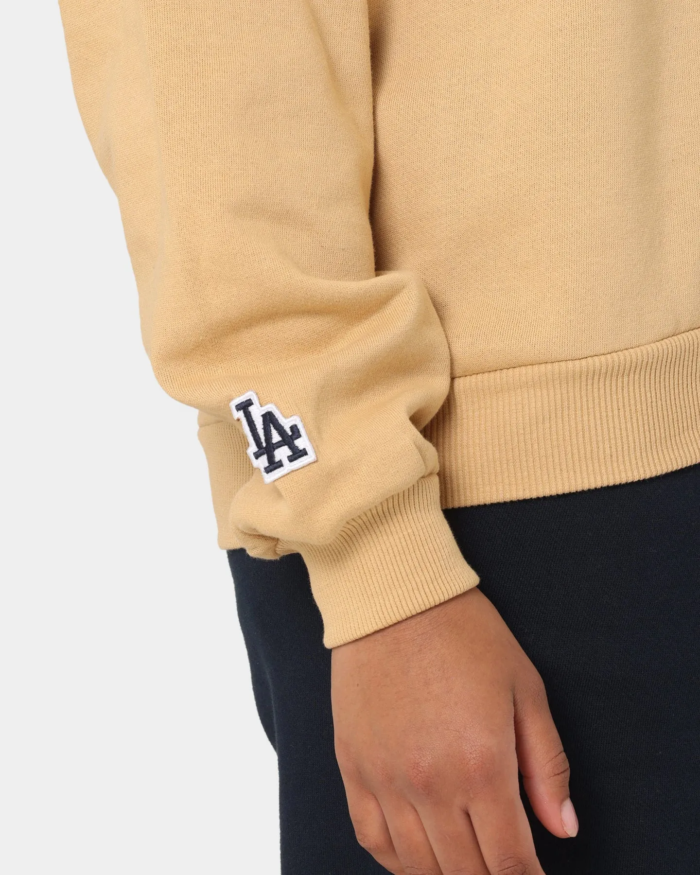 Majestic Athletic Women's Los Angeles Dodgers Heritage Crewneck Tan