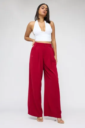 Maple Red Super Flared Korean Pants